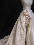 Niulatu High Low Strapless Satin Ivory Wedding Dresses Brides Dress SD1969