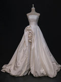 Niulatu High Low Strapless Satin Ivory Wedding Dresses Brides Dress SD1969
