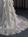 Niulatu Ball Gown Scoop Satin Ruffles Ivory Wedding Dresses Brides Dress SD1972