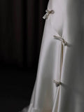 Niulatu Ball Gown Scoop Satin Ruffles Ivory Wedding Dresses Brides Dress SD1972