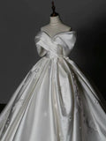 Niulatu Ball Gown Off The Shoulder White Satin Long Wedding Dresses Bridal Dress SD1973