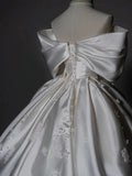 Niulatu Ball Gown Off The Shoulder White Satin Long Wedding Dresses Bridal Dress SD1973