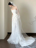 Niulatu A line One Shoulder Lace Satin White Wedding Dresses Brides Dress SD1976