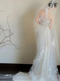 Niulatu A line One Shoulder Lace Satin White Wedding Dresses Brides Dress SD1976