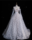 Niulatu Ball Gown Off The Shoulder White Lace Long Wedding Dresses Bridal Dress SD1979