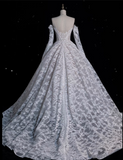 Niulatu Ball Gown Off The Shoulder White Lace Long Wedding Dresses Bridal Dress SD1979