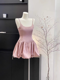 Niulatu A Line Spaghetti Straps Ruffled Pink Women's Short Holiday Dresses Homecoming Dress SD197