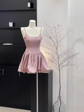 Niulatu A Line Spaghetti Straps Ruffled Pink Women's Short Holiday Dresses Homecoming Dress SD197
