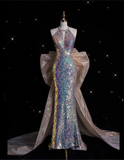 Niulatu Mermaid Sequin Long Prom Dress Evening Dress Formal Dress SD1980