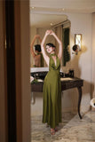 Niulatu Neck Silk Maxi Dress Wedding Guest Dress Prom Dresses Evening Gowns SD1997