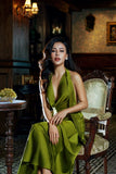 Niulatu Neck Silk Maxi Dress Wedding Guest Dress Prom Dresses Evening Gowns SD1997