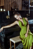 Niulatu Neck Silk Maxi Dress Wedding Guest Dress Prom Dresses Evening Gowns SD1997
