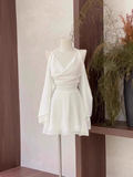 Niulatu A Line Halter Ruffled White Women's Short Holiday Dresses Birthday Dress SD199