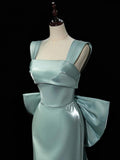 Niulatu Satin Long Prom Dress Long Formal Dress With Bow Evening Gowns SD2000