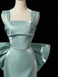 Niulatu Satin Long Prom Dress Long Formal Dress With Bow Evening Gowns SD2000