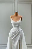 Niulatu Spaghetti strap Floor-length Sleeveless High Split With Side Train Prom Dress SD2004