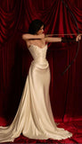 Niulatu Mermaid Strapless Satin Ruffles Long Party Dress Prom Dresses SD2012