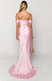 Niulatu Off The Shoulder Floor-length Satin Pink Evening Dress Prom Dresses SD2013