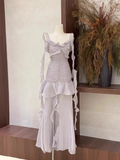 Niulatu Sheath Spaghetti Straps Ruffled Light Lilac Women's Holiday Dresses SD201
