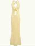 Niulatu Mermaid V Neckline Yellow Long Sequin Party Dresses Prom Dress SD2027
