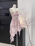 Niulatu Sheath Halter Ruffled Light Pink Short Women's Holiday Summer Dresses SD202