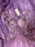 Niulatu A line Sweetheart Neckline Long Tulle Lilac Party Dresses Prom Dress SD2035