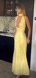 Niulatu Mermaid V Neckline Long Yellow Party Dresses Prom Dresses SD2038