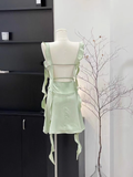 Niulatu Sheath Straps Sleeveless Ruffled Sage Green Short Women's Holiday Summer Dresses SD203