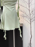 Niulatu Sheath Straps Sleeveless Ruffled Sage Green Short Women's Holiday Summer Dresses SD203