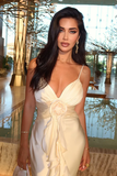 Niulatu Mermaid Spaghetti Straps Satin Long Party Dresses Prom Dress SD2043