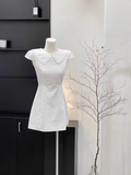 Niulatu A Line Doll Collar Sleeveless Cotton White Short Women's Holiday Summer Dresses SD204