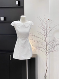 Niulatu A Line Doll Collar Sleeveless Cotton White Short Women's Holiday Summer Dresses SD204