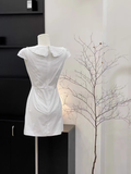 Niulatu A Line Doll Collar Sleeveless Cotton White Short Women's Holiday Summer Dresses SD204