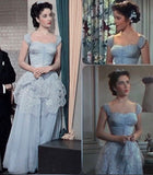 Niulatu Ball Gown Sweetheart Floor Length Light Sky Blue Lace Evening Dress Prom Dresses SD2050