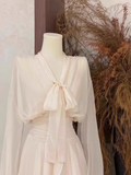 Niulatu 2 Pieces Long Sleeves Camisole Ivory Women's Short Vacation Dresses SD205