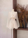 Niulatu 2 Pieces Long Sleeves Camisole Ivory Women's Short Vacation Dresses SD205
