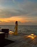 Niulatu Mermaid Off The Shoulder Yellow Long Sleeves Evening Dress Prom Dresses SD2385