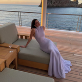 Niulatu Mermaid High Neckline Lilac Long Evening Dress Prom Dresses SD2062