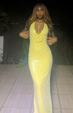 Niulatu Mermaid V Neckline Sequin Yellow Long Evening Dress Prom Dresses SD2065