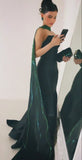Niulatu Mermaid Strapless Black Satin Long Evening Dress Prom Dresses With Ribbon SD2071