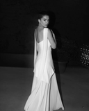 Niulatu A line Strapless White Chiffon Long Evening Dress Prom Dresses SD2072