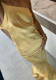 Niulatu Mermaid One Shoulder Yellow Long Evening Dress Prom Dresses With Backless SD2074