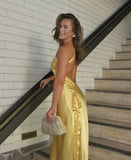 Niulatu Mermaid One Shoulder Yellow Long Evening Dress Prom Dresses With Backless SD2074
