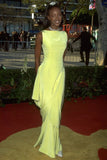 Niulatu Mermaid Jewel Yellow Ruffles Long Evening Dress Prom Dresses SD2075