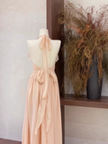 Niulatu A Line Halter Ruffled Chiffon Long Women's Holiday Dresses SD207