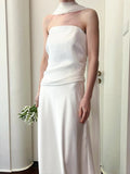 Niulatu Mermaid Strapless Pleats Satin Wedding Dresses Brides Dress SD2094