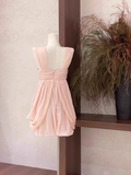 Niulatu A Line Ruffled Chiffon Pink Short Women's Holiday Dresses SD209