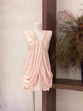 Niulatu A Line Ruffled Chiffon Pink Short Women's Holiday Dresses SD209