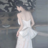 Niulatu Mermaid Spaghetti Straps Lace Pleats White Ruffles Wedding Dresses SD2104