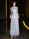 Niulatu A-line Square Neckline White Long Prom Dress Evening Dress Formal Dress SD2106